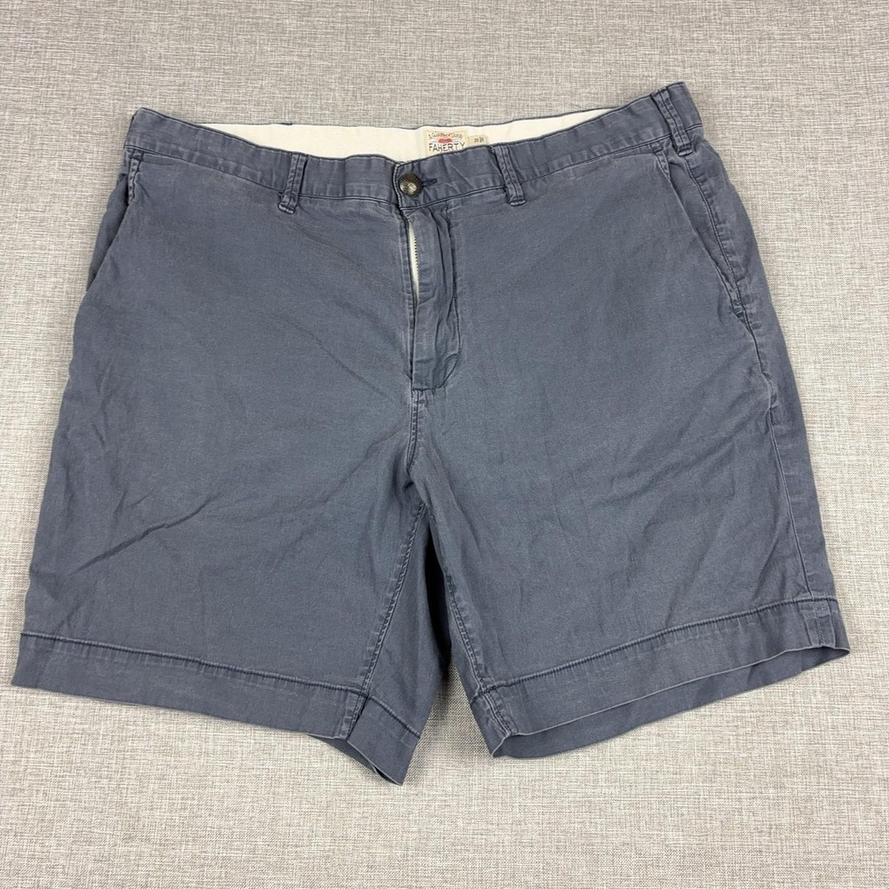 Faherty Shorts Mens 35 Blue Organic Cotton Stretch Chino 10 Inseam Casual